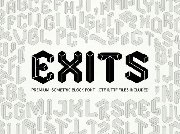 Exits: A Bold Isometric Display Font for Digital Impact